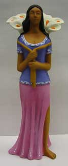Mexican Ceramic Flower Vender Doll